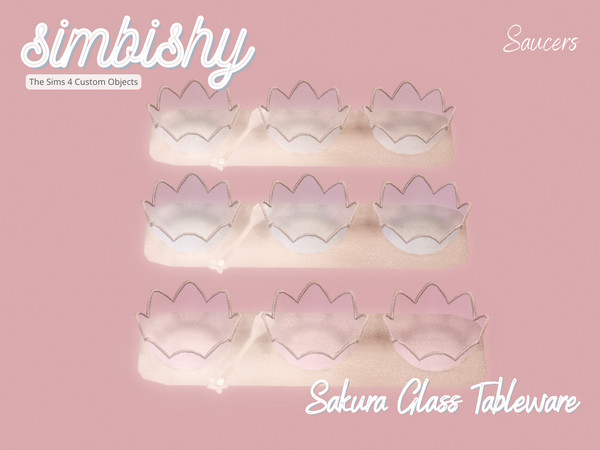 Sims 4 — Sakura Glass Tableware - Saucers by simbishy — A delicate collection of glass saucers inspired by sakura.