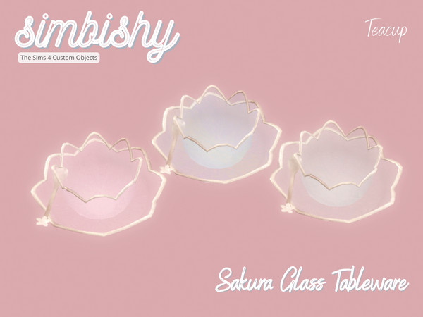 Sims 4 — Sakura Glass Tableware - Teacup by simbishy — A delicate glass teacup inspired by sakura.