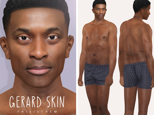 Sims 4 — [Patreon] Gerard Skin by thisisthem — HQ Compatible ; 2v (with/without eyebrows) ; 30 swatches , Skin Details