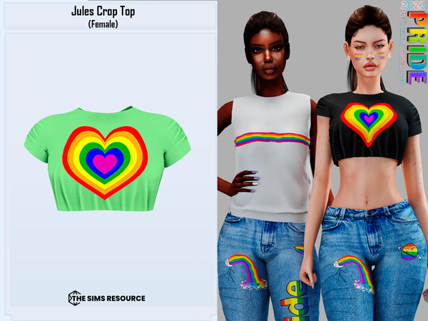 Sims 4 — Jules Crop Top (Adult Female) by couquett — Top for female sims - 11 swatches - new mesh - HQ mod Compatible -