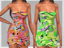 Sims 4 — Strapless Retro Design Party Dresses by saliwa — Strapless Retro Design Party Dresses 4 swatches