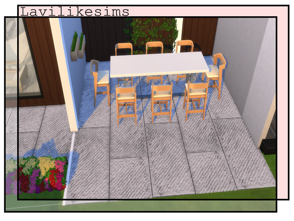 Sims 4 — Grated Stone Floor by lavilikesims — Long stone tiles with scratch marks