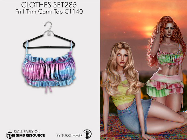 Sims 4 — [Recolor] Clothes SET285 - Frill Trim Cami Top C1140 by Daph's — 7 Swatches Compatible with HQ mod Works with