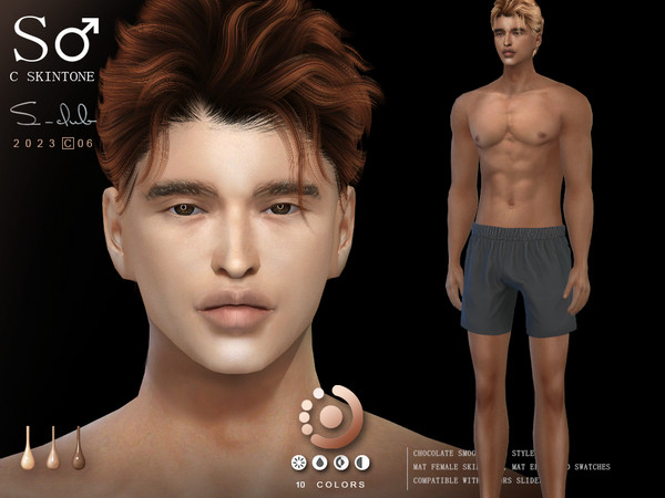Sims 4 — NATURE COLOR MALE SKINTONES by S-CLUB by S-Club — NATURE COLOR MALE SKINTONES with 10 colors, hope you like,