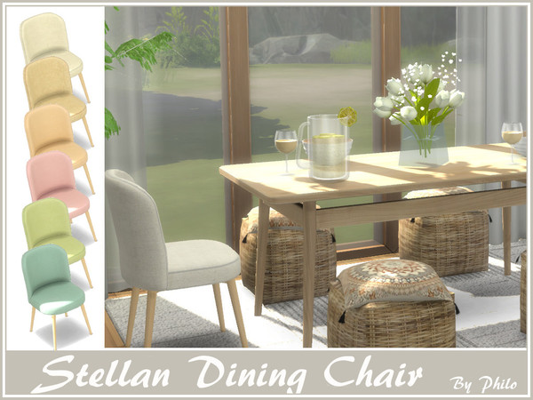 Sims 4 — Stellan Dining Chair by philo — A dining chair in pastel colors. 6 Swatches