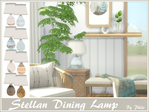 Sims 4 — Stellan Dining Lamp by philo — A lovely tablelamp for soft interior. 8 Swatches
