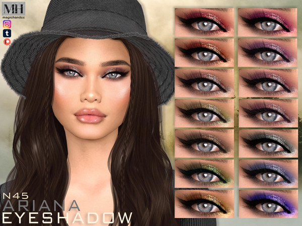 Sims 4 — [Patreon] Ariana Eyeshadow N45 by MagicHand — Glitter eye makeup in 16 colors - HQ Compatible. Preview - CAS