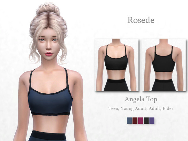 Sims 4 — Angela Top by _Rosede_ — For: Teen, Young Adult, Adult, Elder Type: Everyday, Hot Weather, Athletic, Swimwear 5