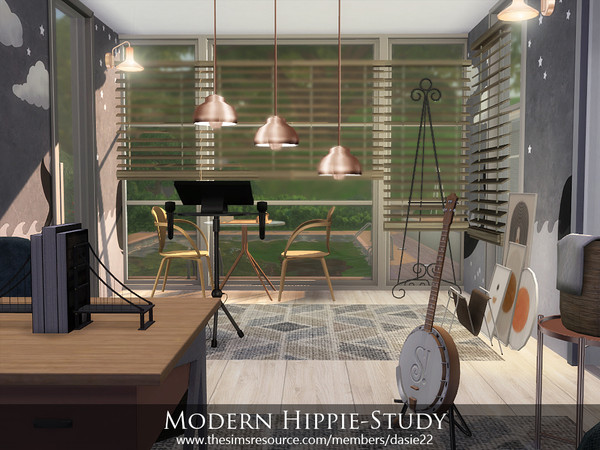 Sims 4 — Modern Hippie-Study by dasie22 — Modern Hippie-Study is a lovely room. Please, use code "bb.moveobjects