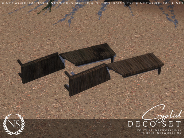 Sims 4 — Cryptid Broken Bench by networksims — A thoroughly broken bench.