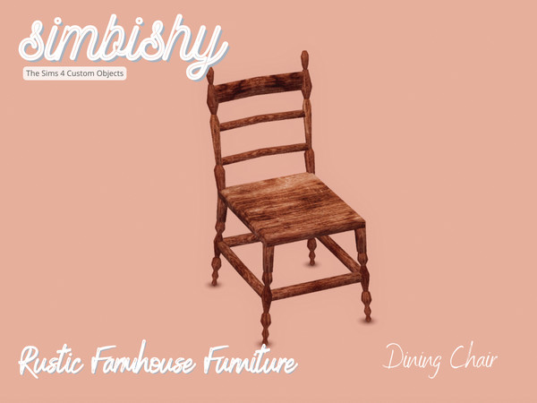 Sims 4 — Rustic Farmhouse - Dining Chair by simbishy — A rustic wooden dining chair for your sim's cozy farmhouse. I'm