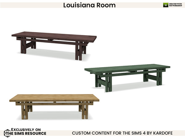 Sims 4 — Louisiana Room_Coffee table by kardofe — Wooden coffee table, rustic style, in three colour options