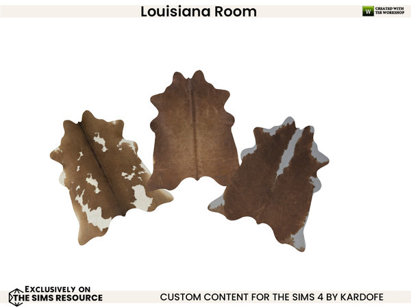 Sims 4 — Louisiana Room_Rug by kardofe — Stretched cowhide, in three colour options