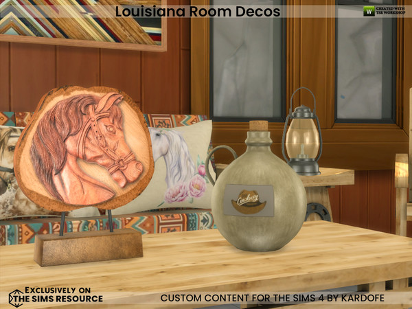 Sims 4 — Louisiana Room Decos by kardofe — Second part of Louisiana room, in this second part are the decorations, horse