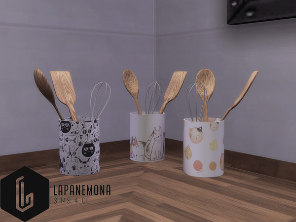 Sims 4 — Cat lover - Cute untensil holder by Lapanemona — Cat lover - Cute untensil holder - 3 swatches - 1306 polygons