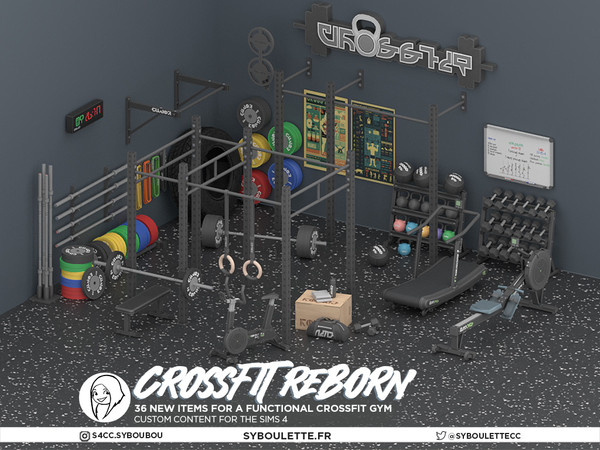 Sims 4 — Crossfit Reborn - Weight plates floor storage by Syboubou — 