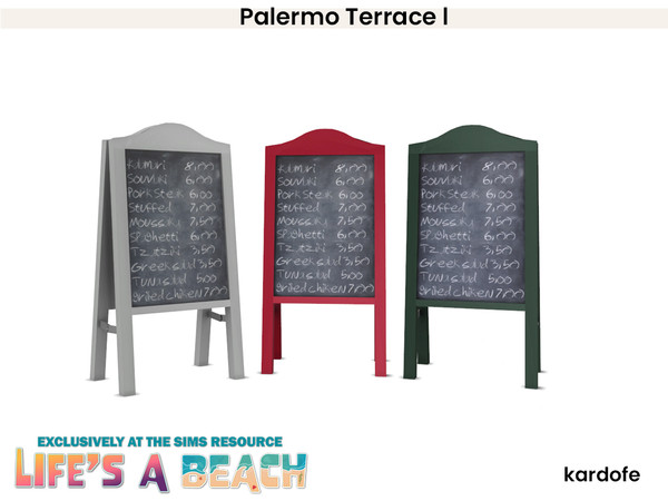 Sims 4 — Life's a Beach_kardofe_Palermo Terrace_Bar blackboard by kardofe — Furniture, pergola and decorative objects to