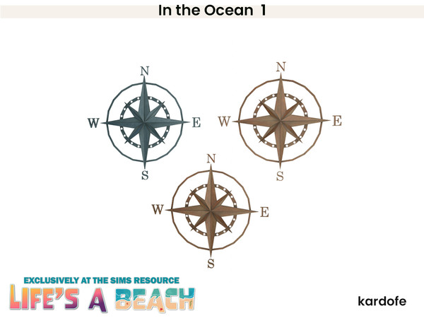 Sims 4 — Life's a Beach_kardofe_In the Ocean_Compass by kardofe — First part of a set of beach and sea themed wall