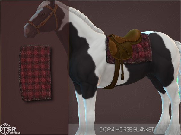 Sims 4 — Dora Horse Blanket by PlayersWonderland — This horse blanket comes in 8 different patterns and colors. Specs
