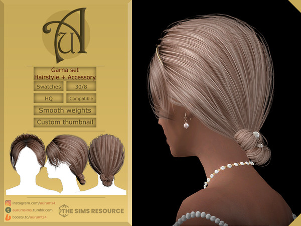 Sims 4 — Aurum_HeadAccessory_ForHair071_Garna.package by Aurum — Garna - female elegant 30 swatches hairstyle and