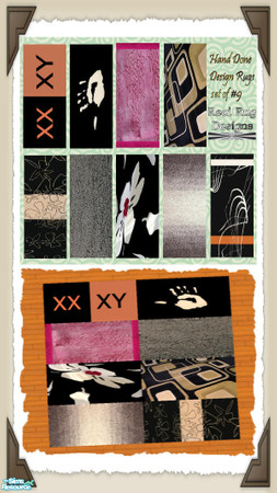 Sims 2 — Hand Done Designer Rug Set by Miyu-Tenshi — Here is an awesome set of nine real actual rugs that I have pieced
