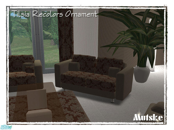 Sims 2 — Tilsia  Ornament - Dark Brown Loveseat by Mutske — New recolors for the "Tilsia Livingroom" set.