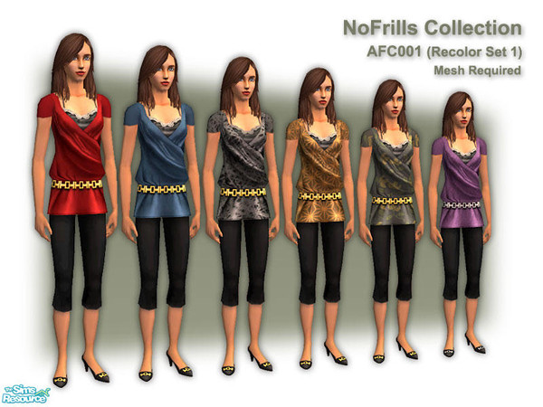 Sims 2 — NoFrills Collection AFC001 (Recolor Set) by NoFrills — A set of everyday outfits for female adult and young