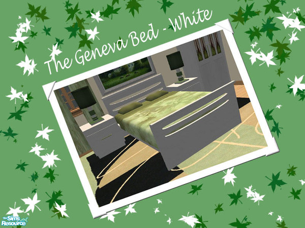 Sims 2 — The Geneva Bed - White  by Shakeshaft — Part of a recolour set of my Geneva Bedroom, in spring green and white,