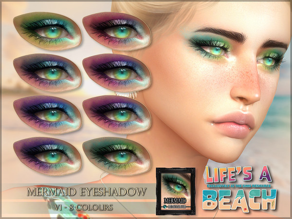 Sims 4 — RemusSirion_eyeshadow_93_Mermaid_V1_LifesABeach.package by RemusSirion — Mermaid Eyeshadow in a variety of