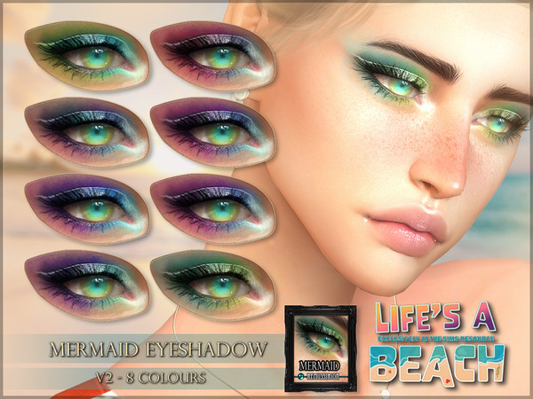 Sims 4 — RemusSirion_eyeshadow_93_Mermaid_V2_LifesABeach.package by RemusSirion — Mermaid Eyeshadow in a variety of