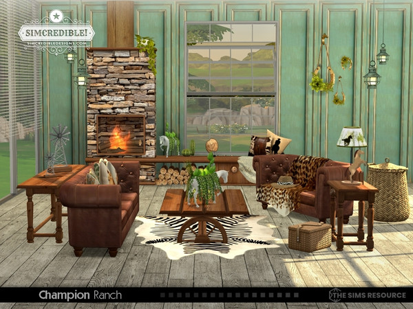 Sims 4 — Champion Ranch Chair Comfy Seat - faux fur blanket and cushions by SIMcredible! — Since the new EP came up, we