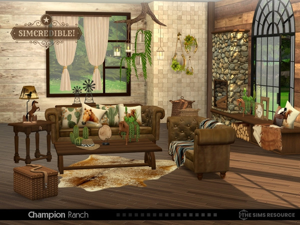 Sims 4 — Champion Ranch Sofa - COTTAGELIVING by SIMcredible! — Since the new EP came up, we created this set for your