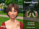 Sims 4 — Enamel Square F by Styvlen — This pair of earrings is composed of two loops with an interchangeable center On