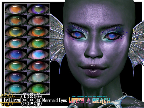 Sims 4 — Life's a Beach - Mermaid Eyes by EvilQuinzel — Beautiful and hypnotic eyes for your mermaids! - Facepaint