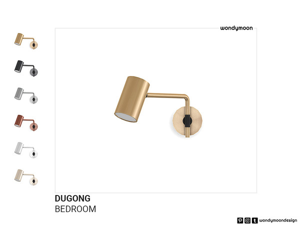Sims 4 — Dugong Wall Lamp - Right by wondymoon — Dugong modern bedroom furnitures and brushed metal detailed lightings!