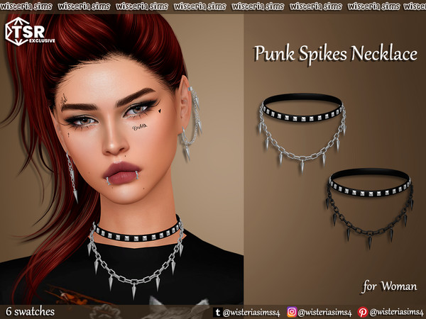 Sims 4 — Punk Spikes Necklace for woman by WisteriaSims — - FOR WOMAN - NEW MESH - TEEN TO ELDER - Necklace Category