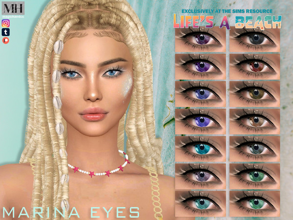 Sims 4 — Life's a Beach - Marina Eyes N164 by MagicHand — Ocean eyes for males and females in 16 colors - HQ Compatible.