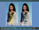 Sims 4 — Sweater OffShoulder Butterflys by Kumi80 — Sweater OffShoulder with golden butterflys and a second color swatch