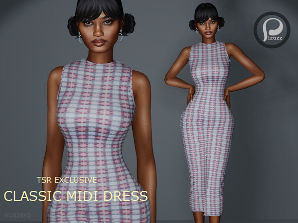 Sims 4 — Recolor Classic midi dress by pizazz — Sims 4.