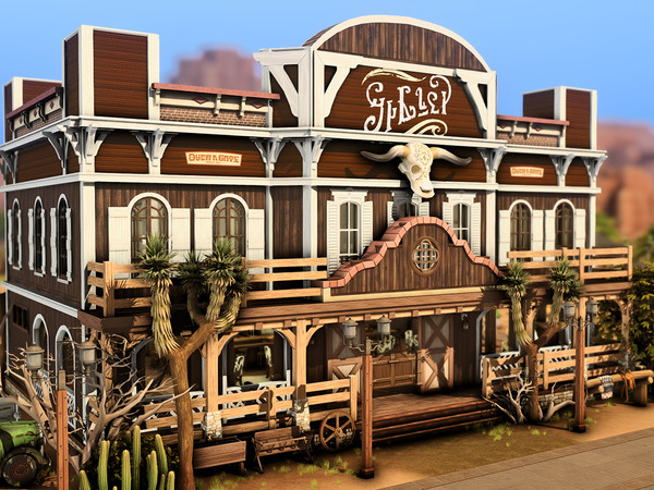 Sims 4 — Saloon by plumbobkingdom — Enjoy the best of the cowboy style in this big saloon. Rumours say the nectar served