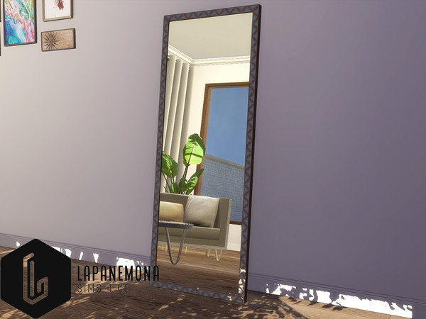 Sims 4 — Wooden mirror - Eclectic set by Lapanemona — 32 polygons, 3 swatches