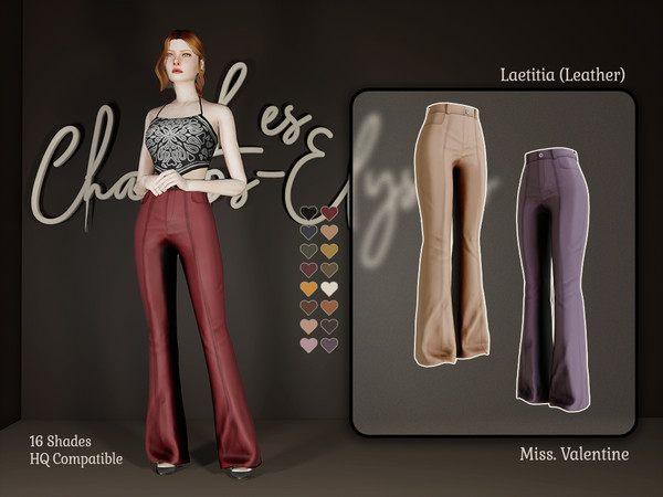 Sims 4 — Laetitia Flare Pants Leather by MissValentine142 — High waisted flare leather pants. 16 Shades Teen, Young