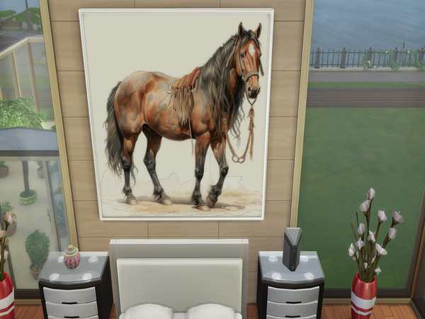Sims 4 — Beautiful Western Horse Art Painting 3 by twosister422 — Beautiful Horse Painting for the serious art collector.
