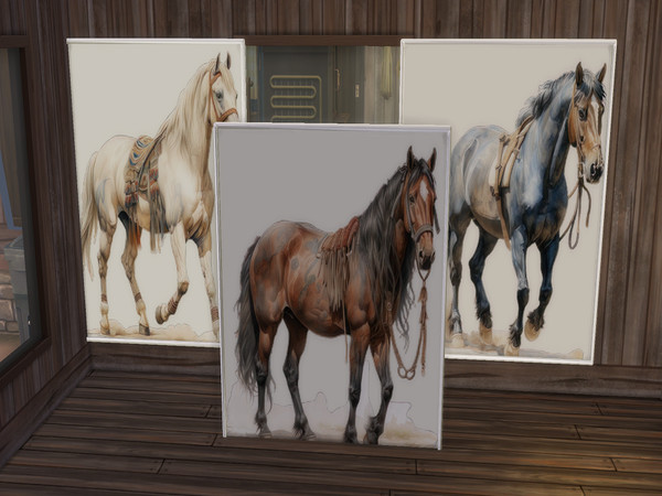 Sims 4 — Beautiful Horse Western Art Paintings by twosister422 — Beautiful Horse Painting for the serious art collector.