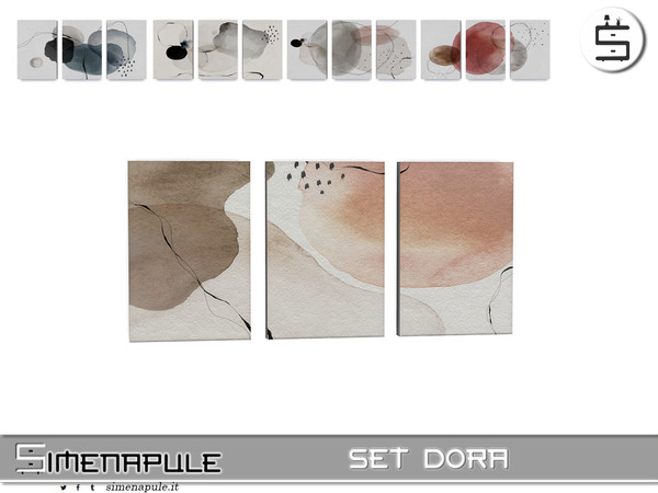 Sims 4 — Set Dora  - Abstract Watercolor Paintings by Simenapule — Set Dora - Sofa Made by Simenapule for TSR