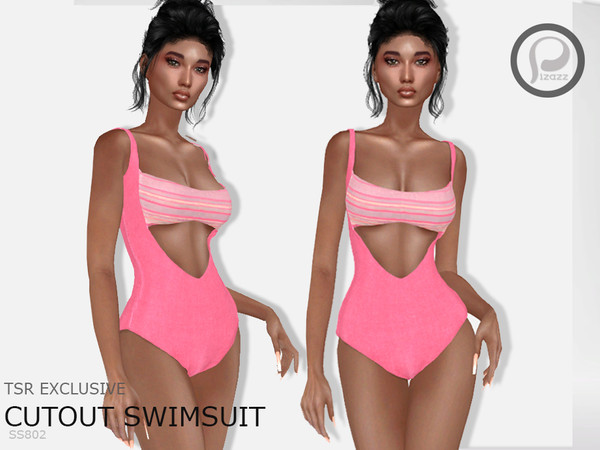 Sims 4 — Cutout swimsuit by pizazz — A great look for the beach or a day by the pool. Comes in many colors.