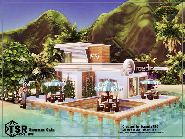 Sims 4 — Summer Cafe by Danuta720 — This great summer cafe brews amazing coffee from beans grown only on this island.