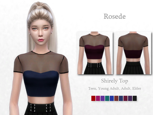 Sims 4 — Shirely Top by _Rosede_ — For: Teen, Young Adult, Adult, Elder Type: Everyday, Formal, Party 10 Swatches