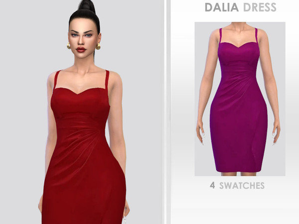 Sims 4 — Dalia Dress by Puresim — Classy female dress in 4 swatches.