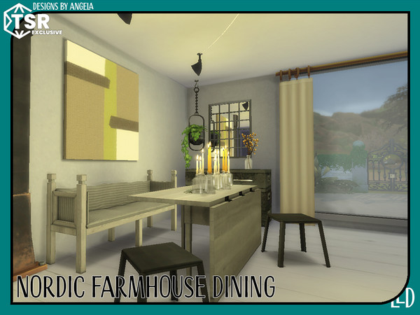 Sims 4 — Nordic Farmhouse Dining Painting by Angela — Nordic Farmhouse Diningset. A new Sims 4 diningset for your more